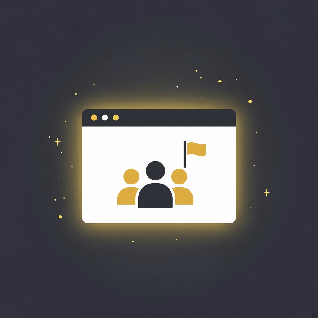 Illustration: Browserfenster mit Vereins-Symbolen – Vereinswebseite Liechtenstein